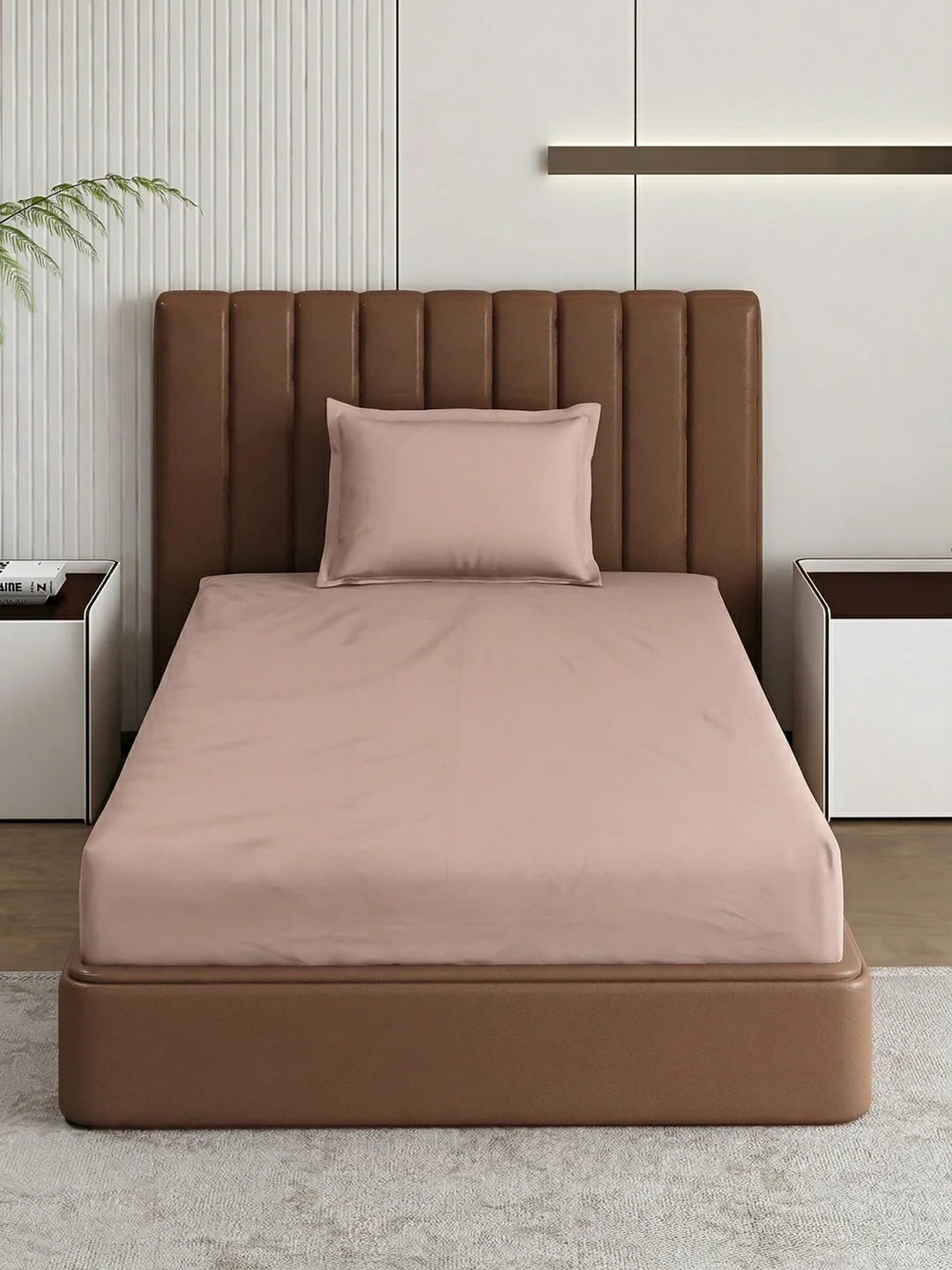 Premium 210 TC Pure Cotton Single Bed Bedsheet with 1 Pillow Cover Classique Casa Solids Collection - Image 3