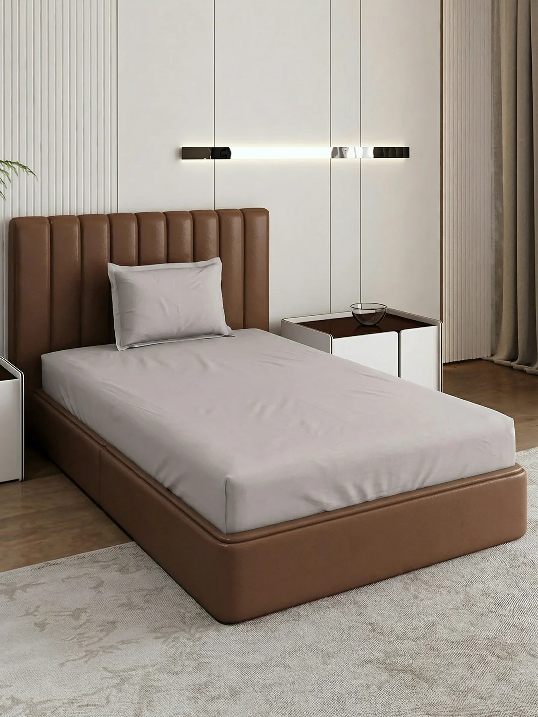 Premium 210 TC Pure Cotton Single Bed Bedsheet with 1 Pillow Cover Classique Casa Solids Collection - Image 2