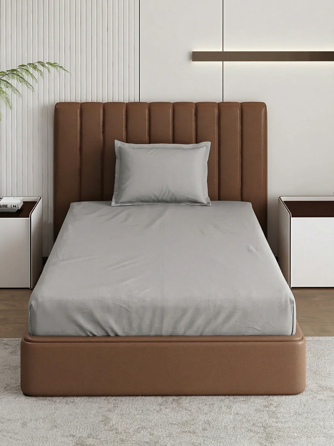 Premium 210 TC Pure Cotton Single Bed Bedsheet with 1 Pillow Cover Classique Casa Solids Collection - Image 3