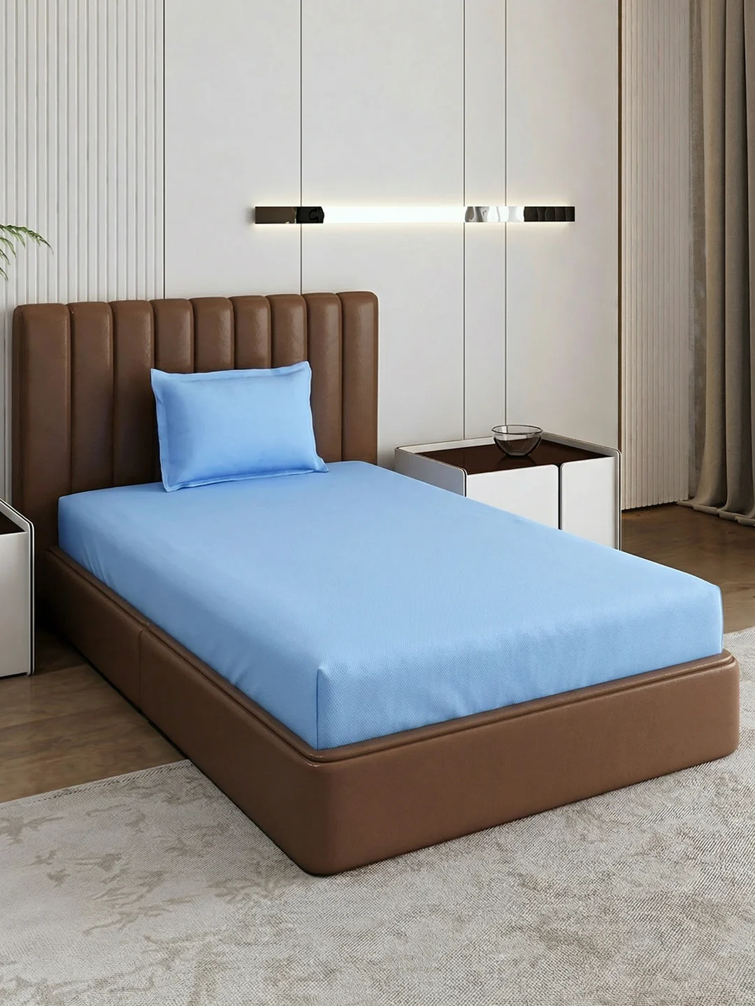 Premium 210 TC Pure Cotton Single Bed Bedsheet with 1 Pillow Cover Classique Casa Solids Collection - Image 2