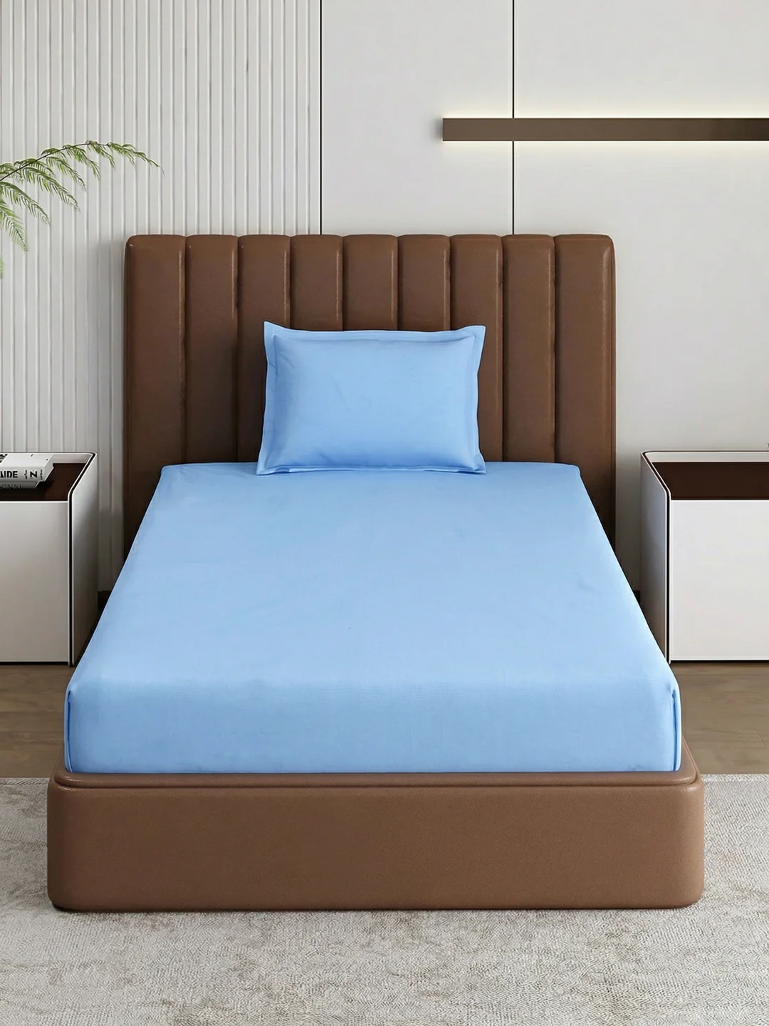 Premium 210 TC Pure Cotton Single Bed Bedsheet with 1 Pillow Cover Classique Casa Solids Collection - Image 3