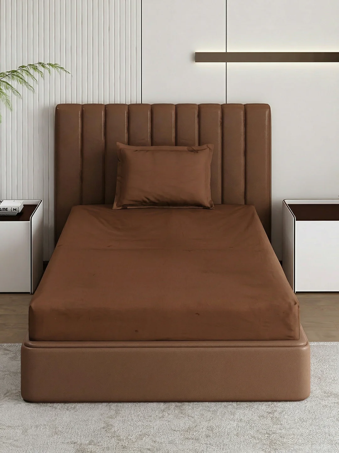 Premium 210 TC Pure Cotton Single Bed Bedsheet with 1 Pillow Cover Classique Casa Solids Collection - Image 3
