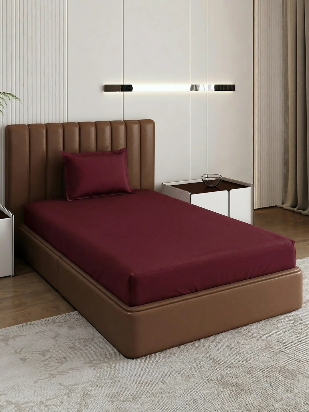 Premium 210 TC Pure Cotton Single Bed Bedsheet with 1 Pillow Cover Classique Casa Solids Collection - Image 2