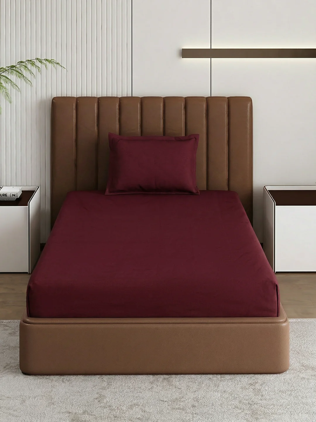 Premium 210 TC Pure Cotton Single Bed Bedsheet with 1 Pillow Cover Classique Casa Solids Collection - Image 3