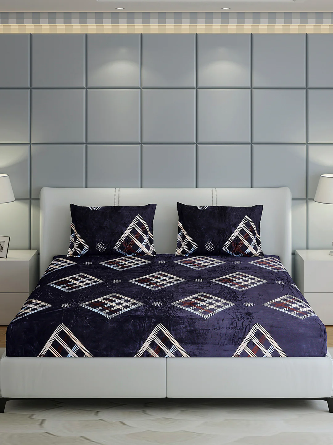 247 GSM Polyester King Bed 1 Bedsheet with 2 Pillow Cover (Teresa) - Image 2