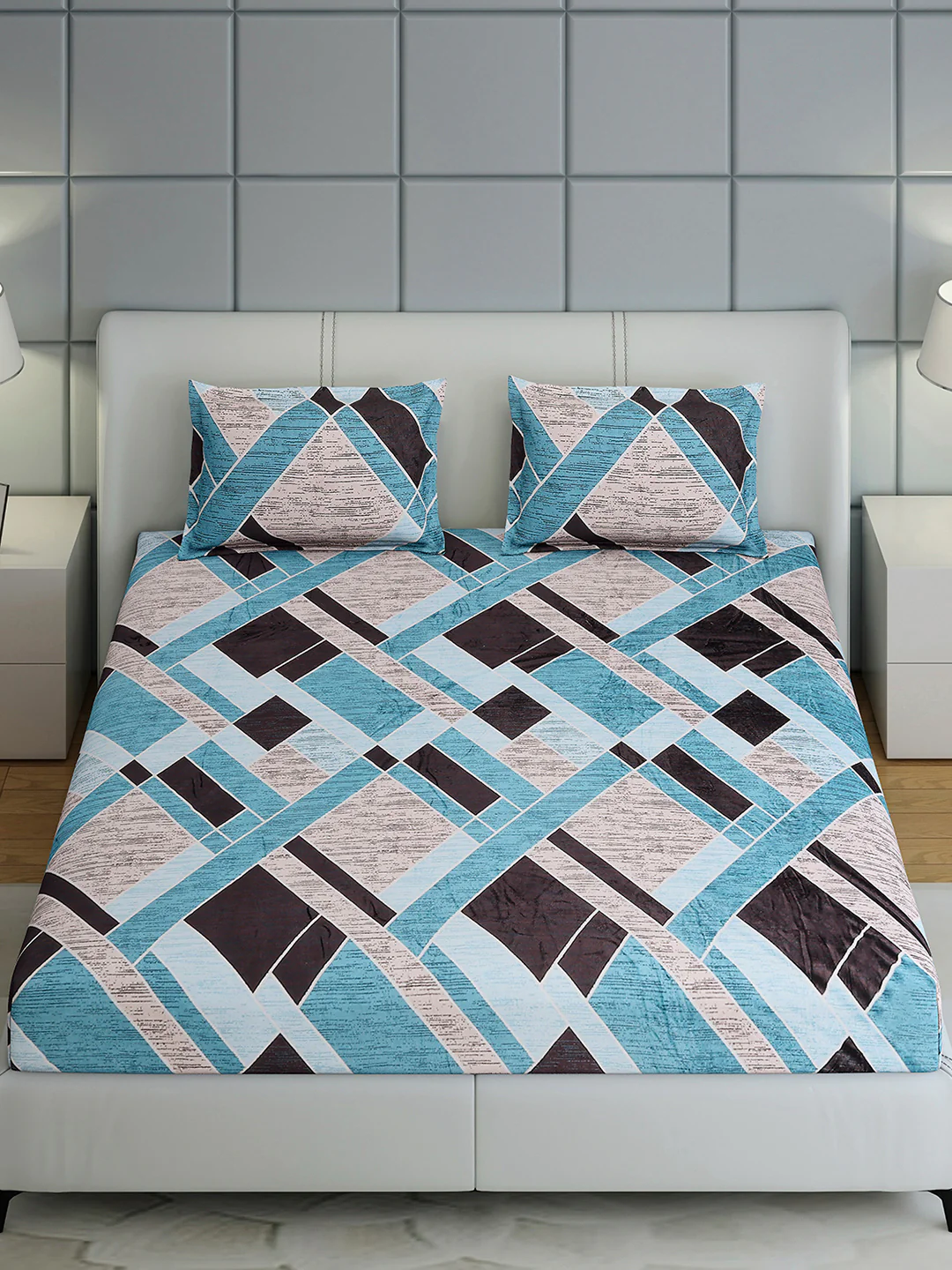 247 GSM Polyester King Bed 1 Bedsheet with 2 Pillow Cover (Teresa) - Image 3