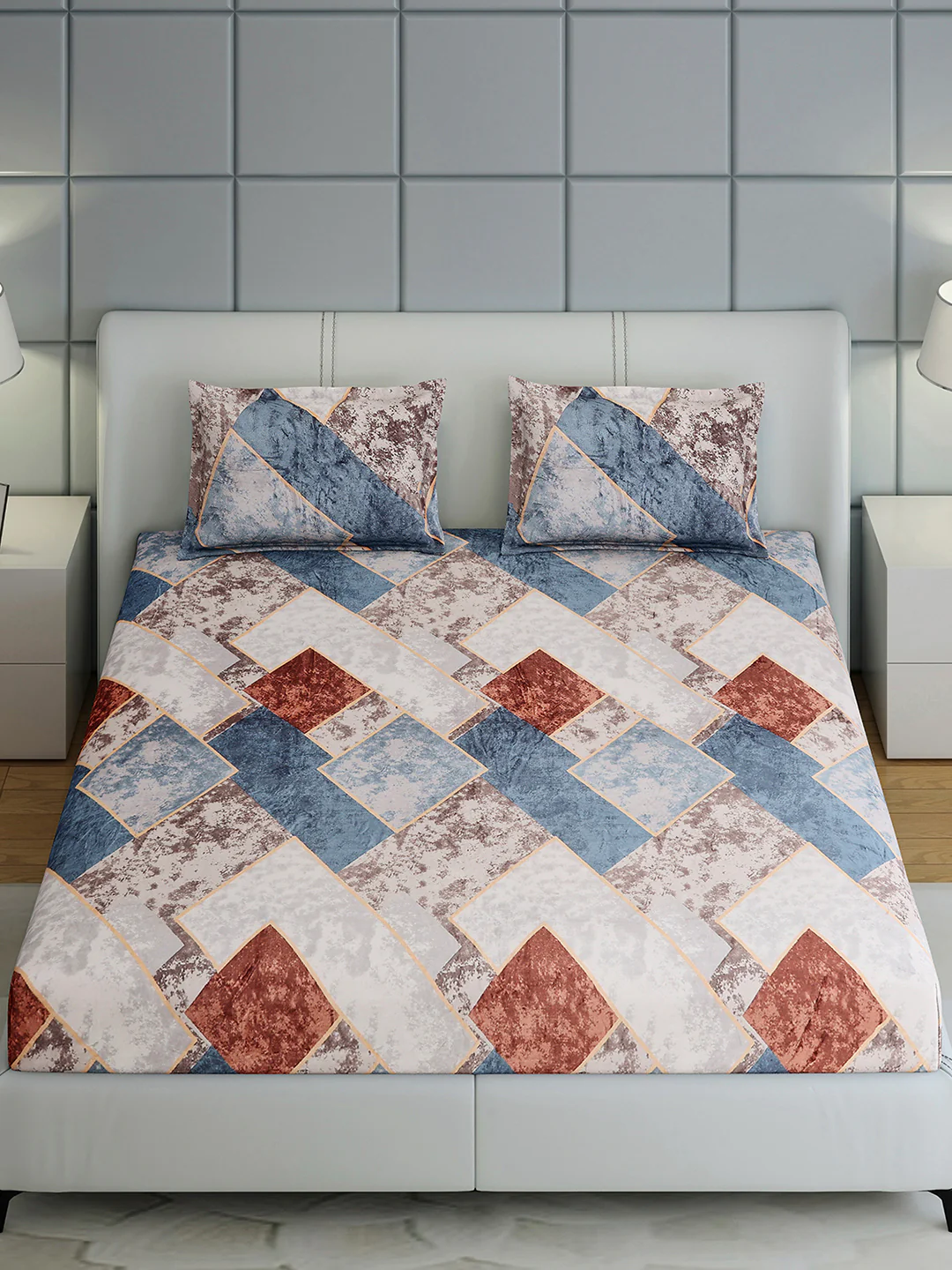 247 GSM Polyester King Bed 1 Bedsheet with 2 Pillow Cover (Teresa) - Image 3