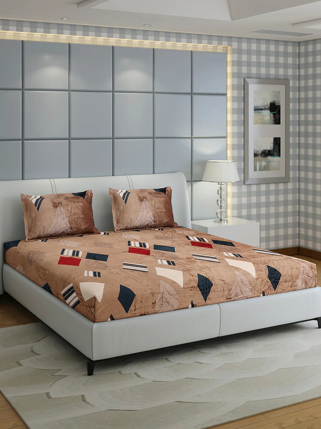 247 GSM Polyester King Bed 1 Bedsheet with 2 Pillow Cover (Teresa) - Image 4