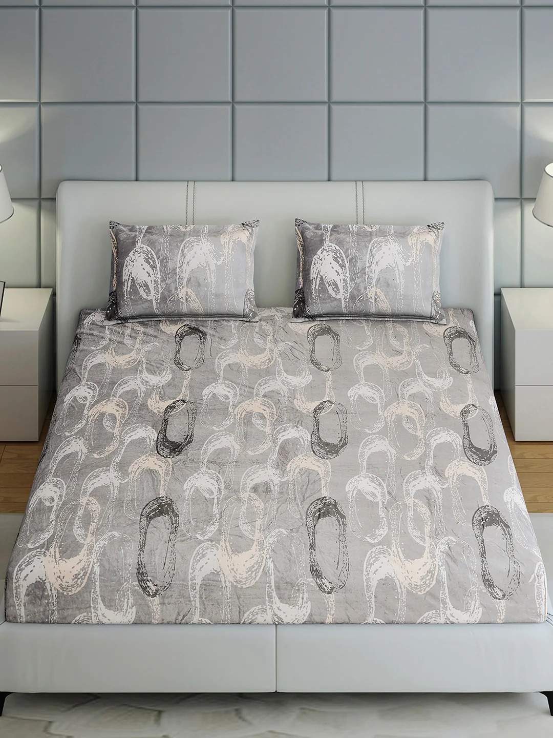 247 GSM Polyester King Bed 1 Bedsheet with 2 Pillow Cover (Teresa) - Image 3