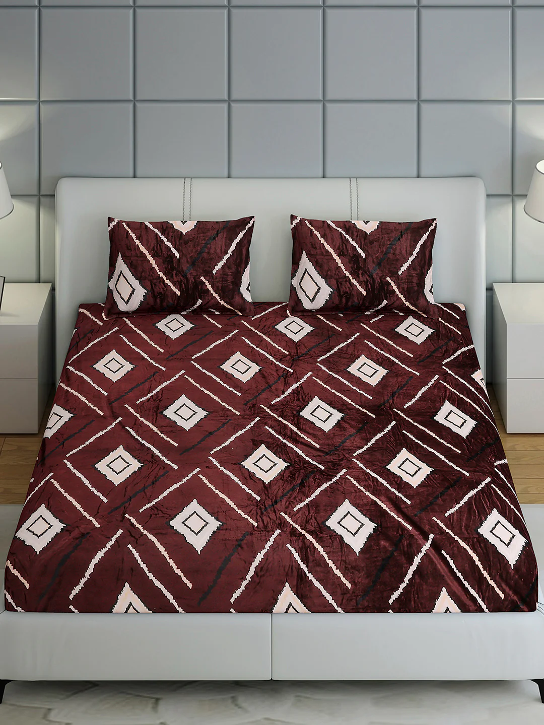247 GSM Polyester King Bed 1 Bedsheet with 2 Pillow Cover (Teresa) - Image 3