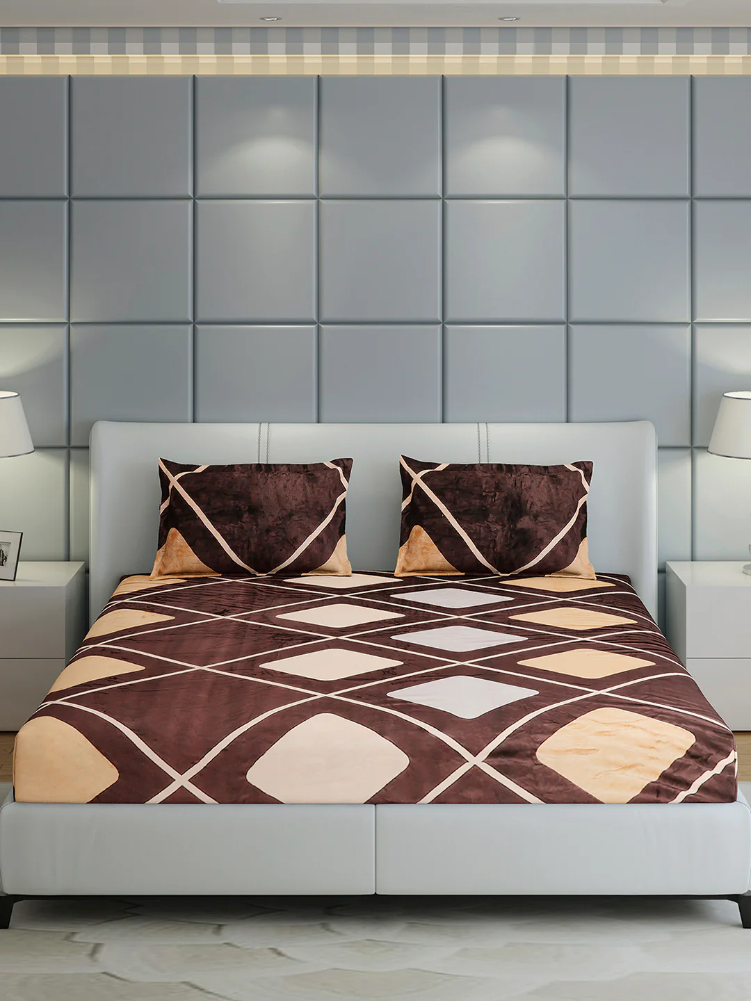 247 GSM Polyester King Bed 1 Bedsheet with 2 Pillow Cover (Teresa) - Image 2