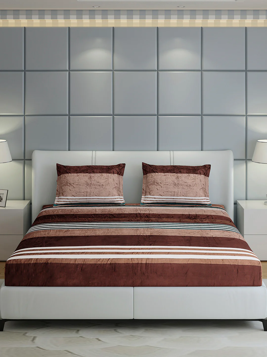 247 GSM Polyester King Bed 1 Bedsheet with 2 Pillow Cover (Teresa) - Image 2