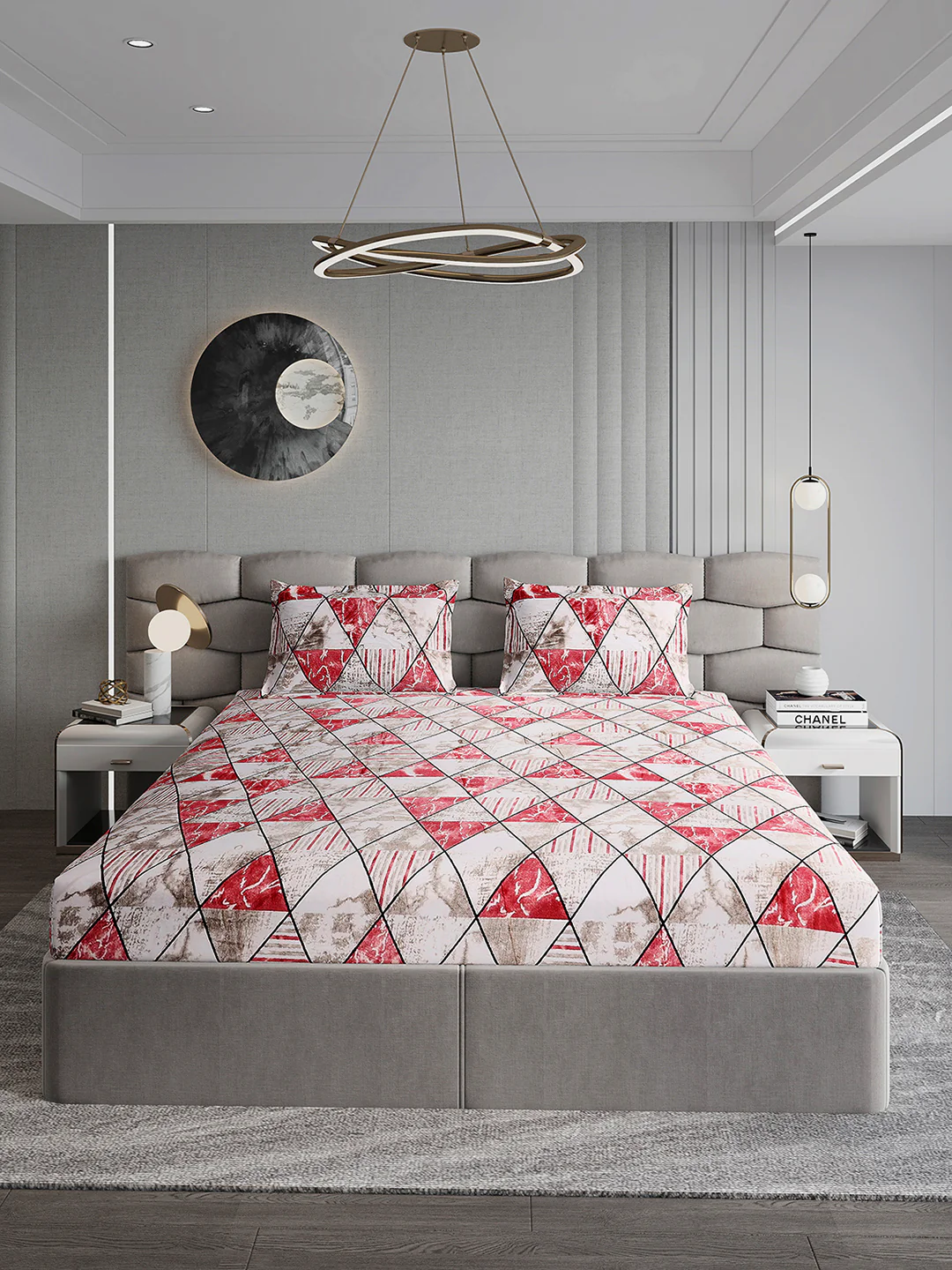247 GSM Polyester King Bed 1 Bedsheet with 2 Pillow Cover (Vibe) - Image 2