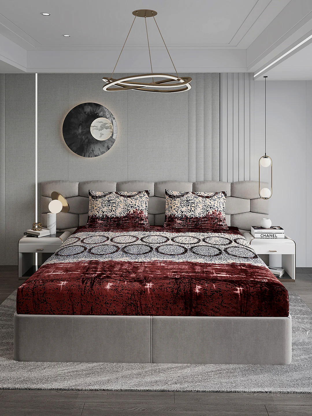247 GSM Polyester King Bed 1 Bedsheet with 2 Pillow Cover (Vibe) - Image 2