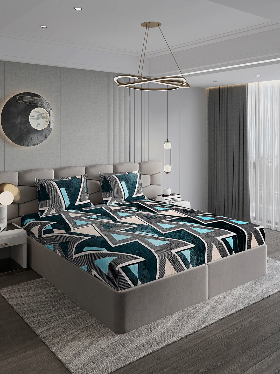 247 GSM Polyester King Bed 1 Bedsheet with 2 Pillow Cover (Vibe) - Image 4