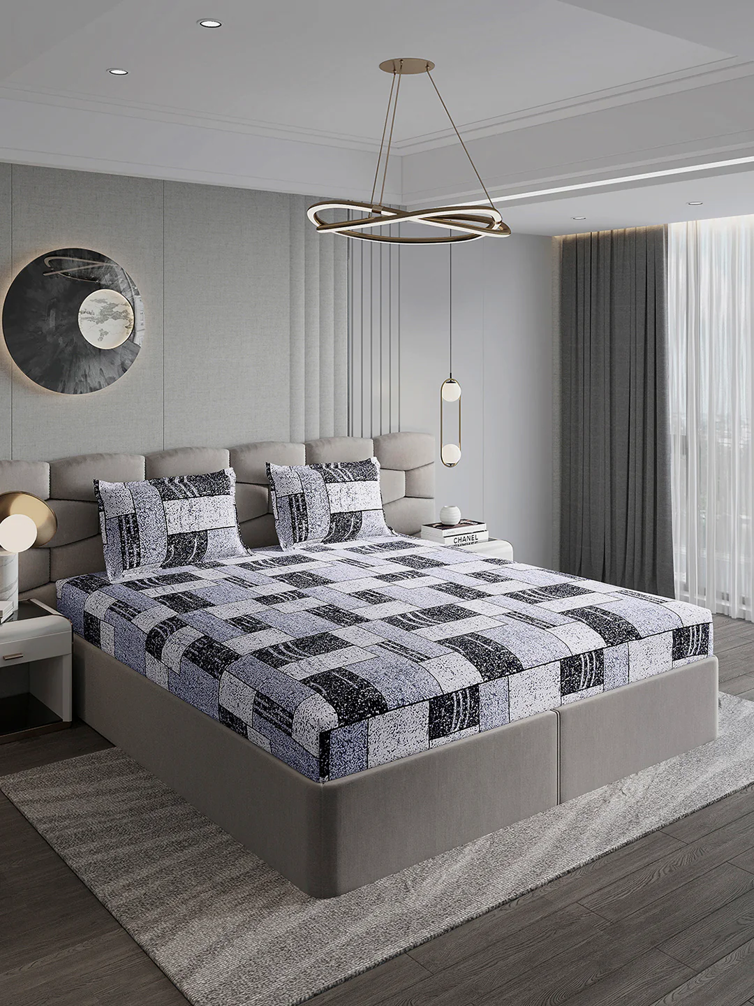247 GSM Polyester King Bed 1 Bedsheet with 2 Pillow Cover (Vibe) - Image 4