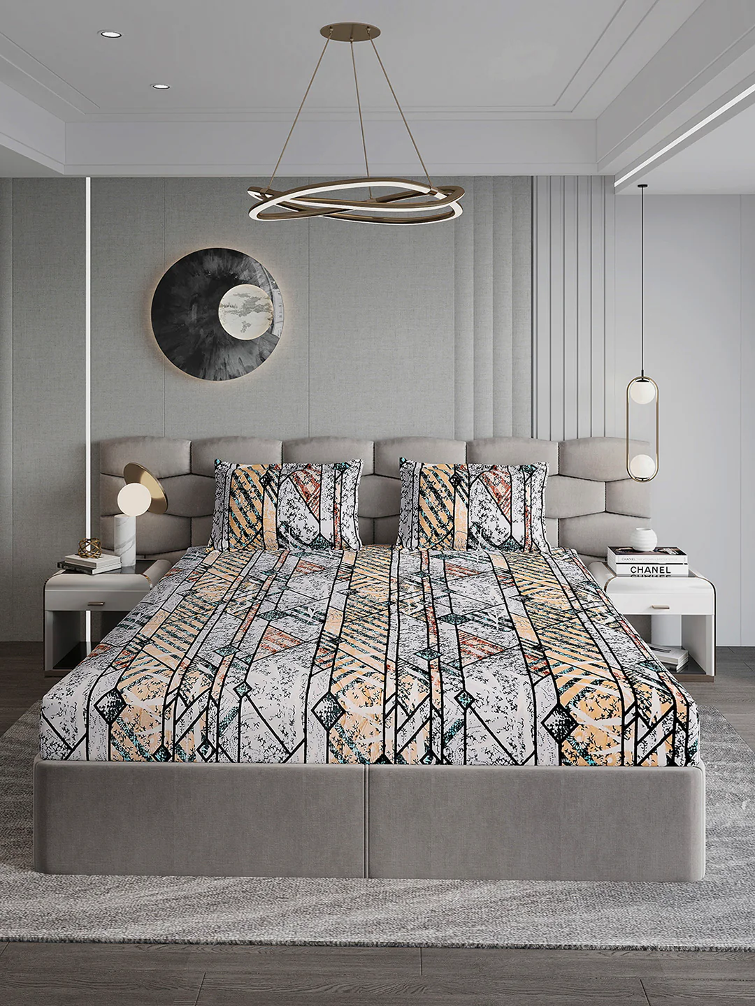 247 GSM Polyester King Bed 1 Bedsheet with 2 Pillow Cover (Vibe) - Image 2