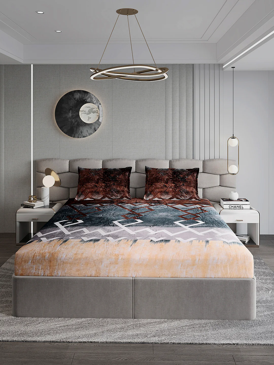 247 GSM Polyester King Bed 1 Bedsheet with 2 Pillow Cover (Vibe) - Image 2