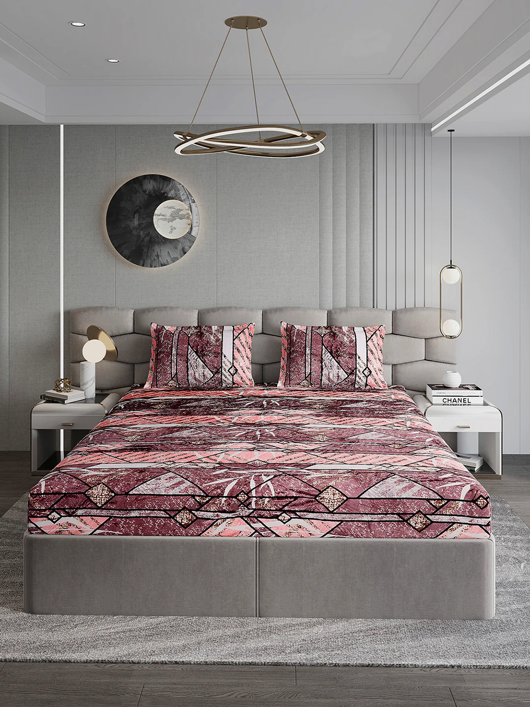 247 GSM Polyester King Bed 1 Bedsheet with 2 Pillow Cover (Vibe) - Image 2