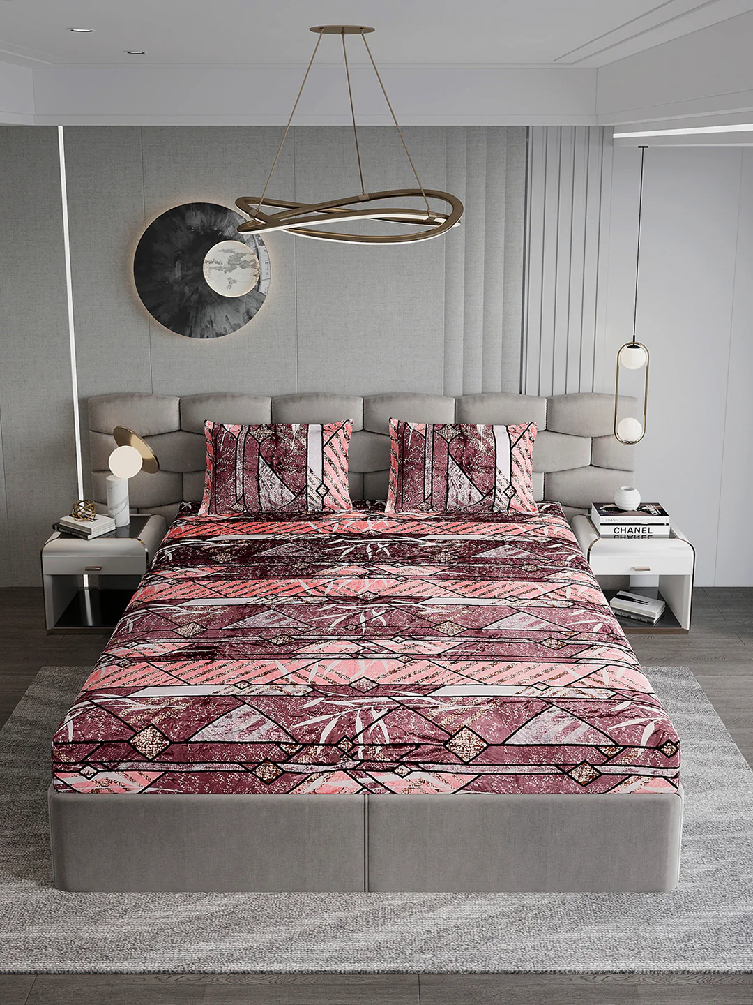 247 GSM Polyester King Bed 1 Bedsheet with 2 Pillow Cover (Vibe) - Image 3