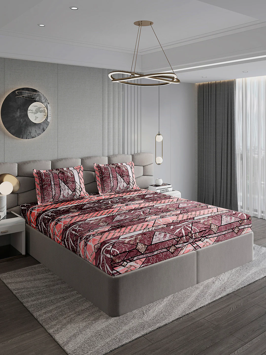 247 GSM Polyester King Bed 1 Bedsheet with 2 Pillow Cover (Vibe) - Image 4