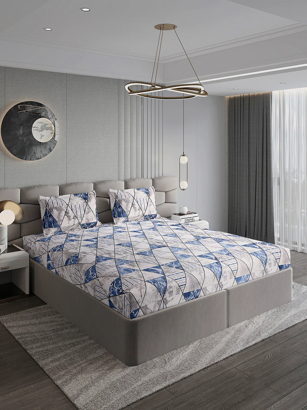 247 GSM Polyester King Bed 1 Bedsheet with 2 Pillow Cover (Vibe) - Image 4