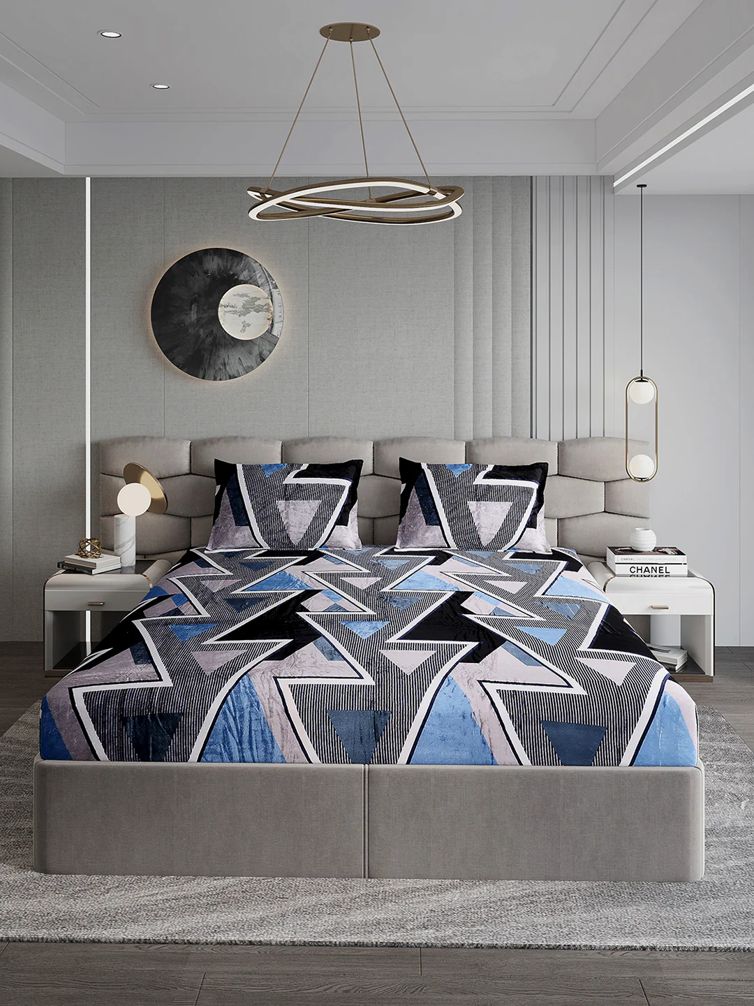 247 GSM Polyester King Bed 1 Bedsheet with 2 Pillow Cover (Vibe) - Image 2