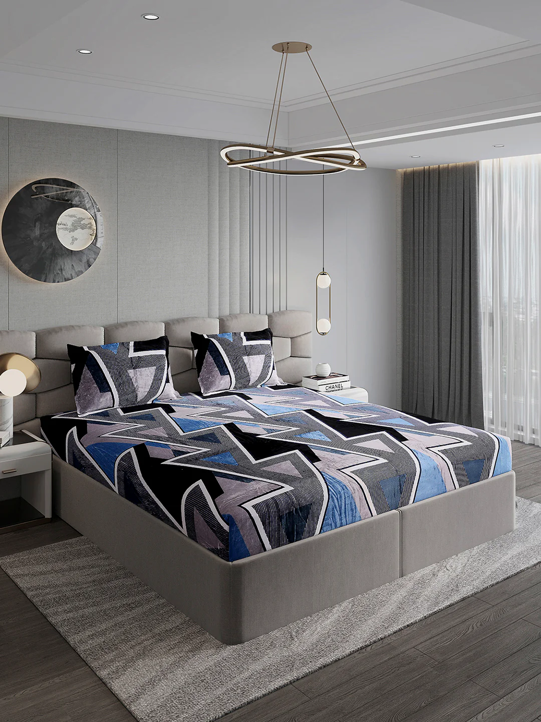 247 GSM Polyester King Bed 1 Bedsheet with 2 Pillow Cover (Vibe) - Image 4