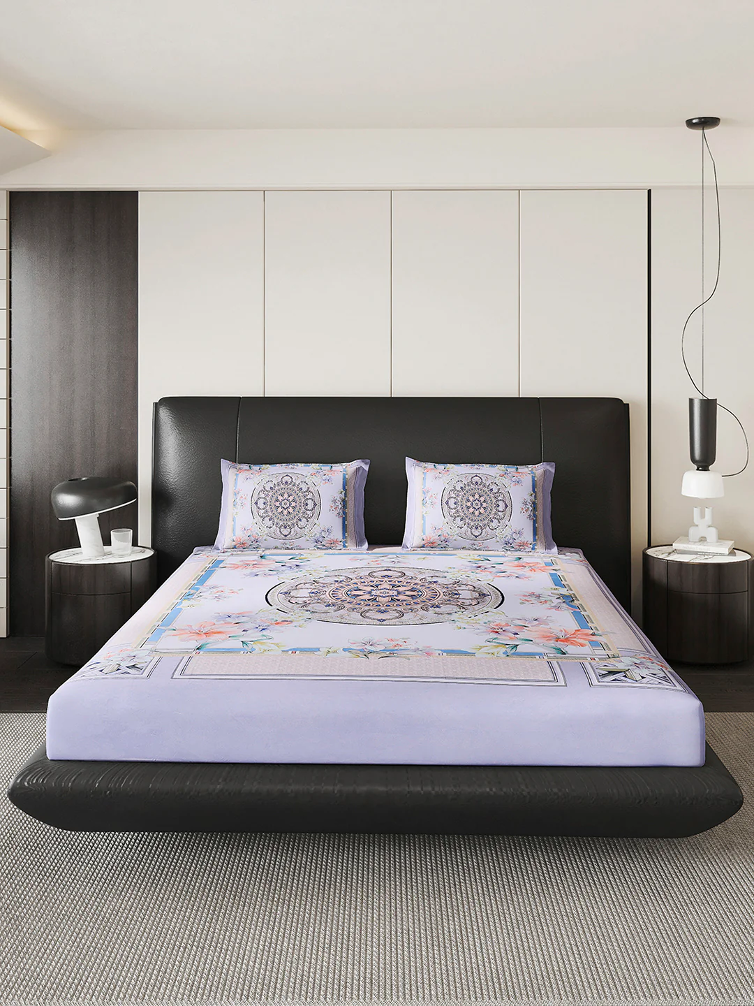 252 GSM Polyester King Bed 1 Bedsheet with 2 Pillow Cover (Urban) - Image 2