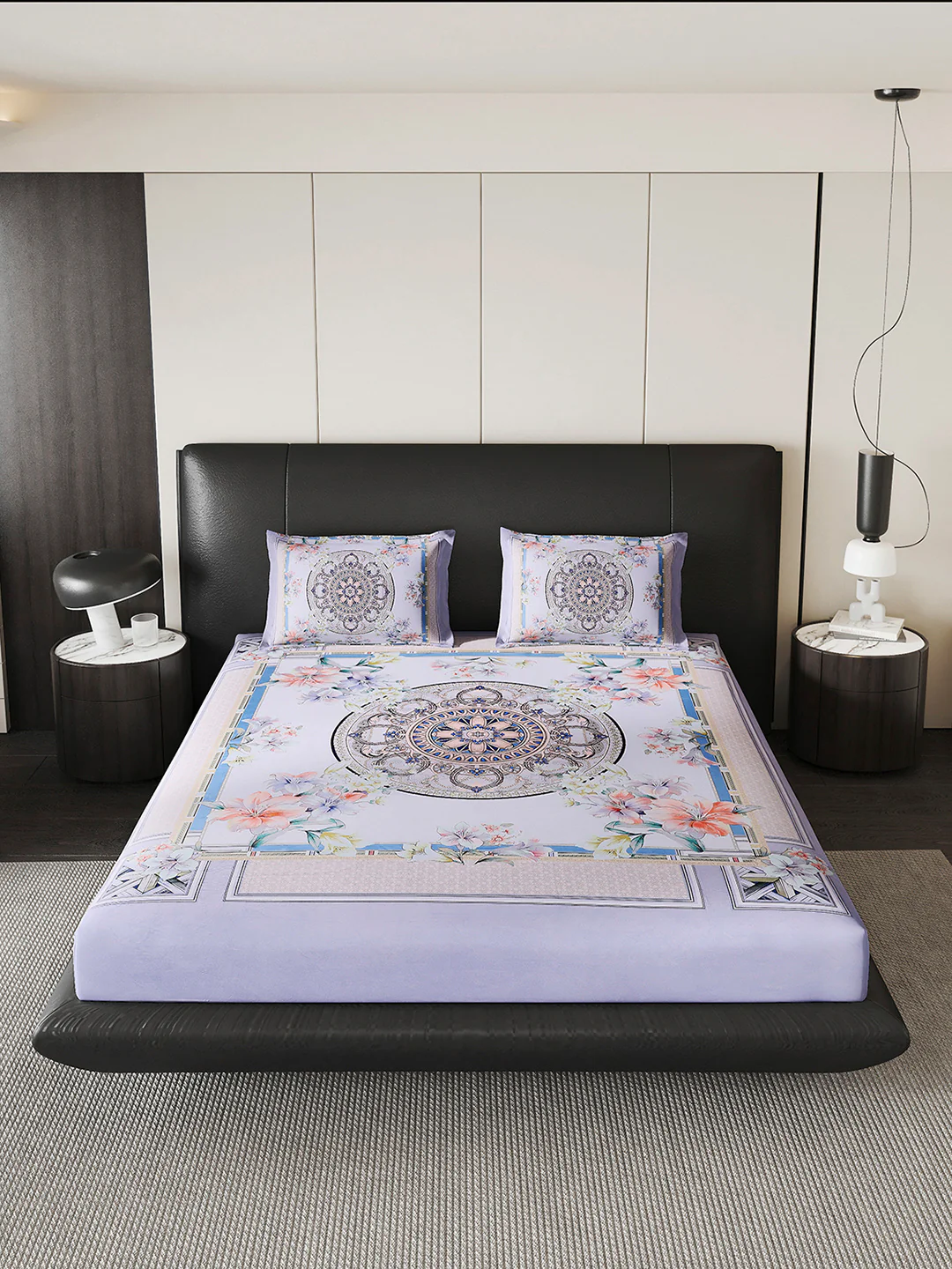 252 GSM Polyester King Bed 1 Bedsheet with 2 Pillow Cover (Urban) - Image 3