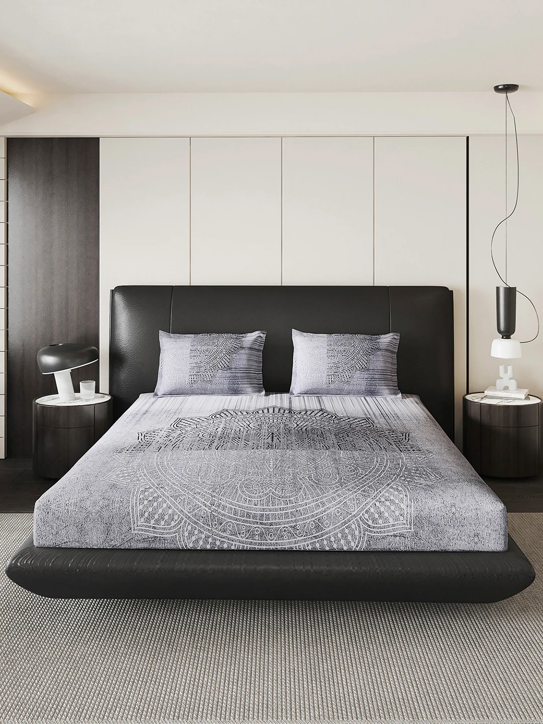 252 GSM Polyester King Bed 1 Bedsheet with 2 Pillow Cover (Urban) - Image 2