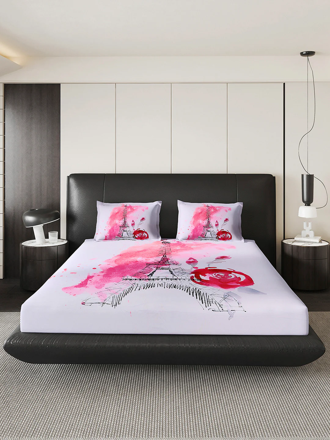252 GSM Polyester King Bed 1 Bedsheet with 2 Pillow Cover (Urban) - Image 2