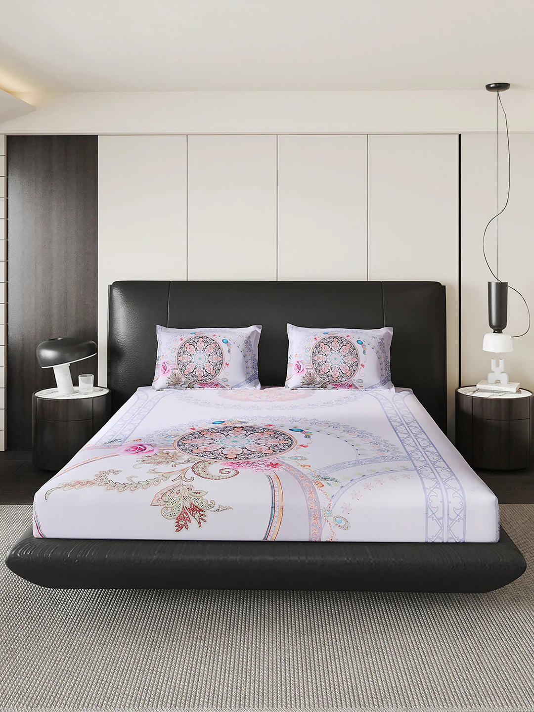 252 GSM Polyester King Bed 1 Bedsheet with 2 Pillow Cover (Urban) - Image 2