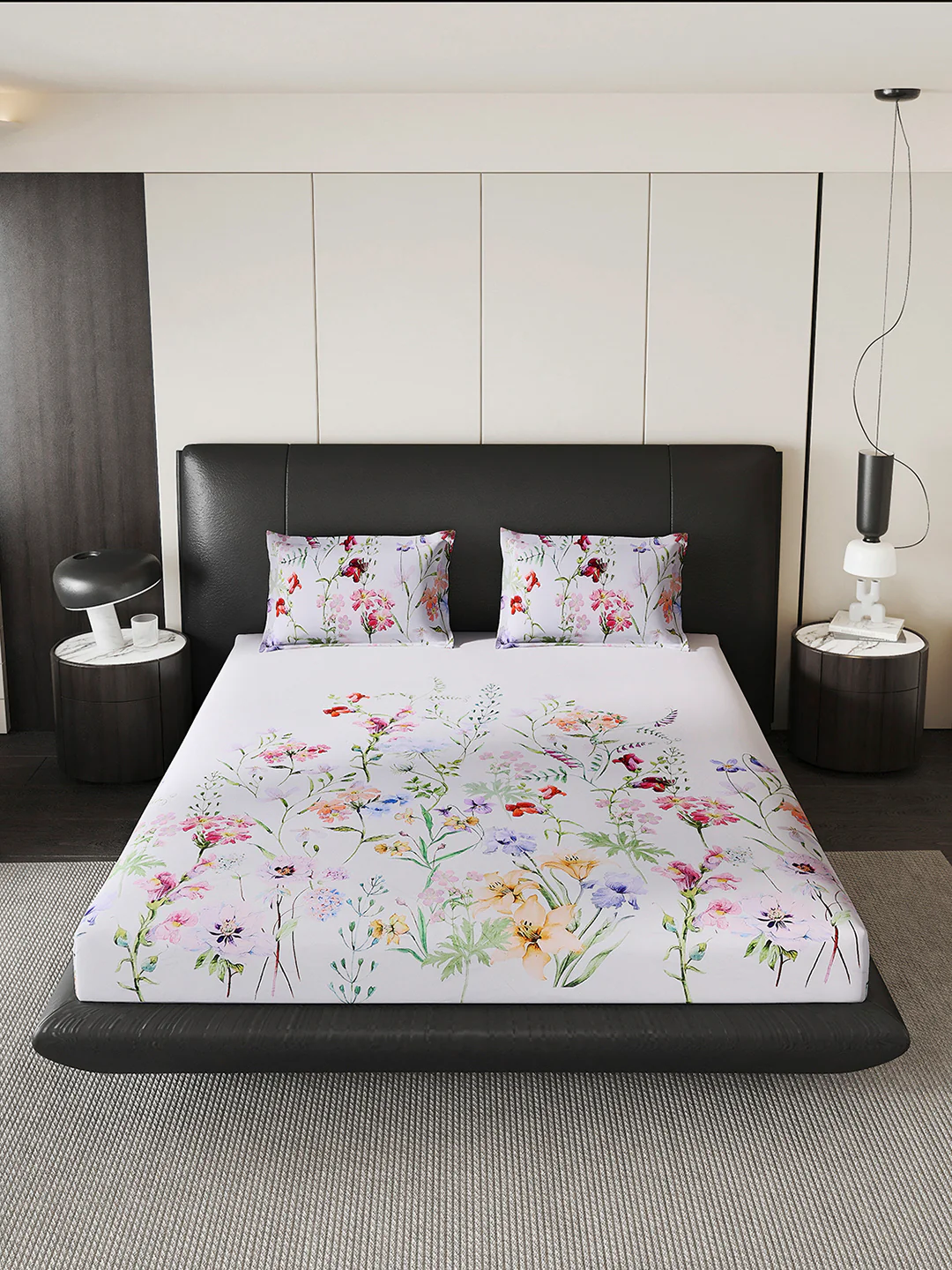 252 GSM Polyester King Bed 1 Bedsheet with 2 Pillow Cover (Urban) - Image 3