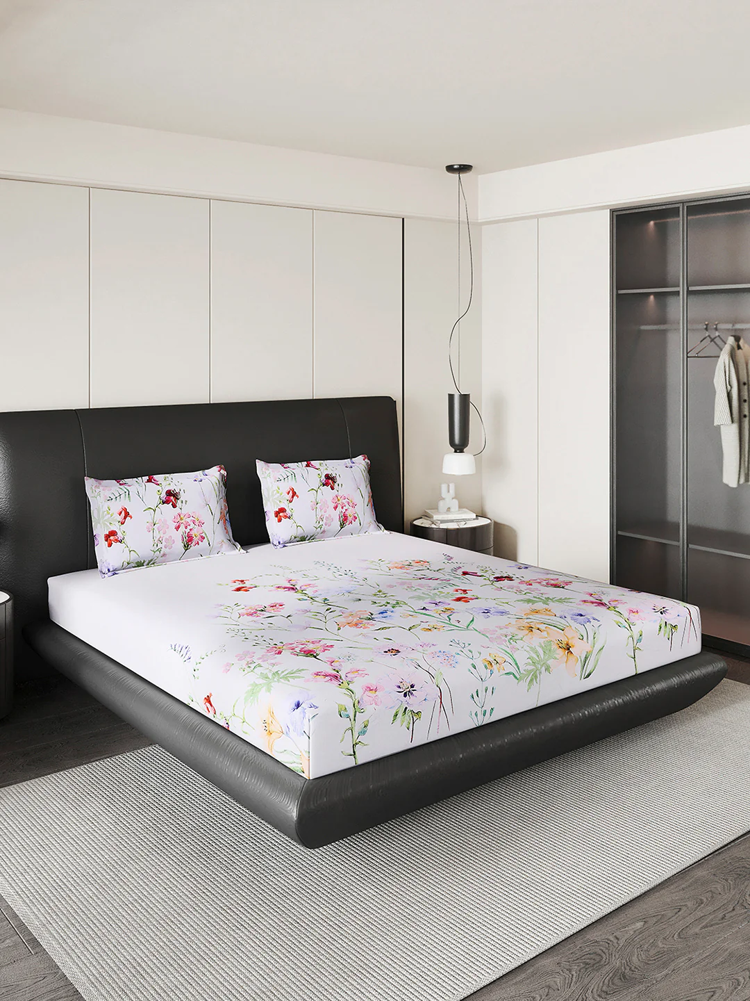 252 GSM Polyester King Bed 1 Bedsheet with 2 Pillow Cover (Urban) - Image 4