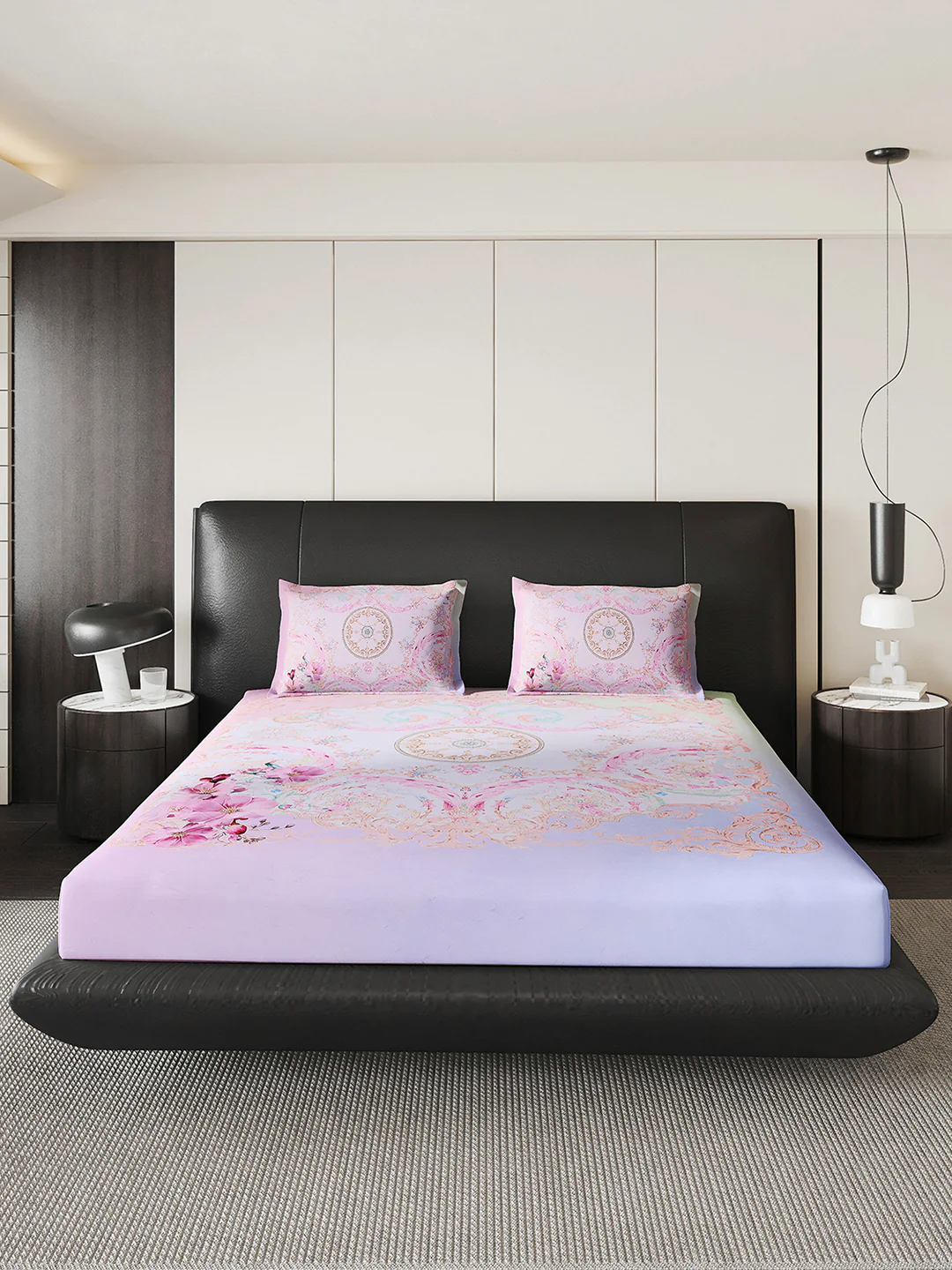 252 GSM Polyester King Bed 1 Bedsheet with 2 Pillow Cover (Urban) - Image 3