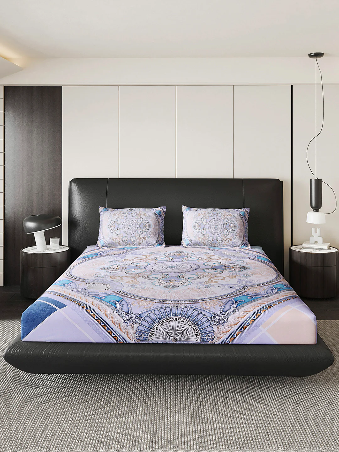 252 GSM Polyester King Bed 1 Bedsheet with 2 Pillow Cover (Urban) - Image 2
