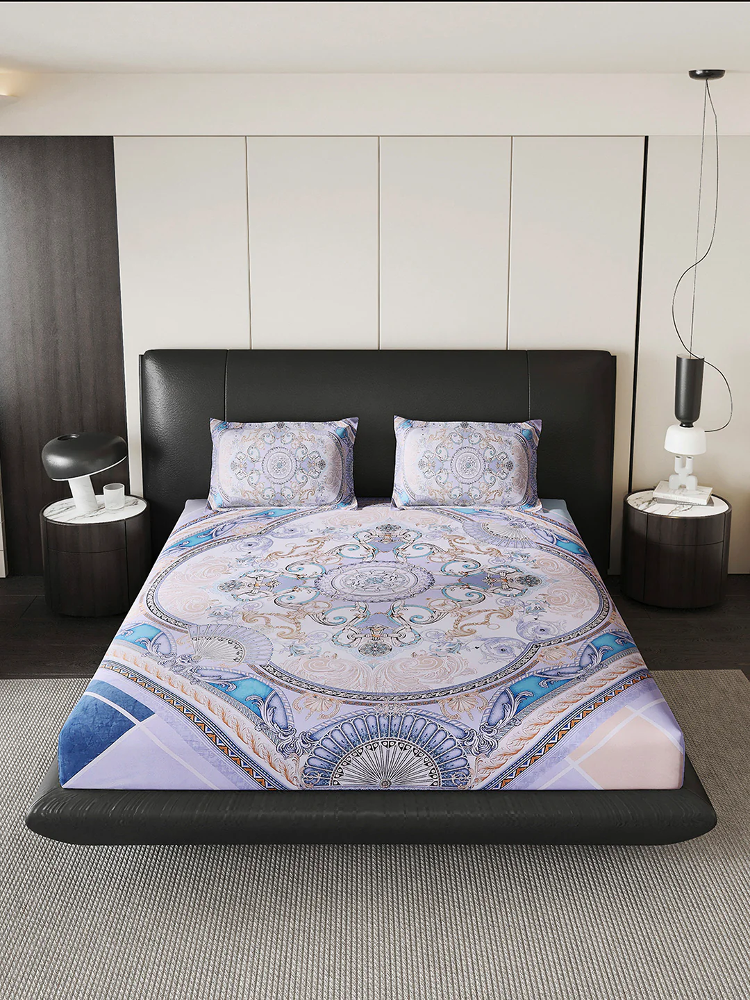 252 GSM Polyester King Bed 1 Bedsheet with 2 Pillow Cover (Urban) - Image 3