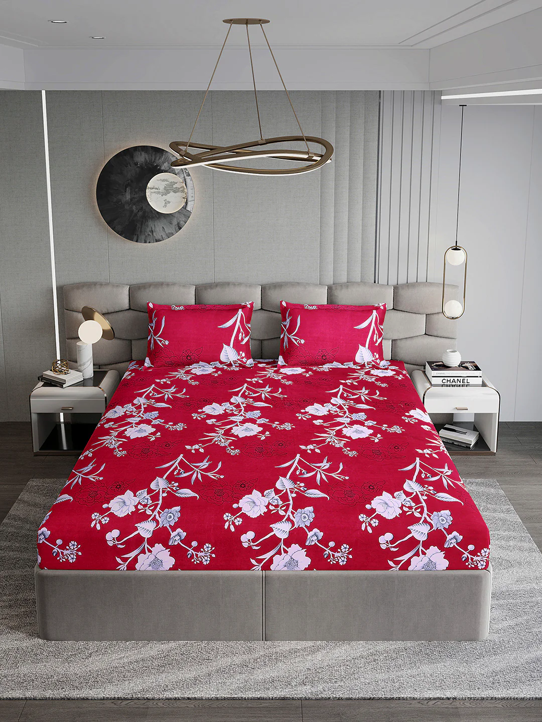 254 GSM Micro King Fitted Bed 1 Fitted Bedsheet with 2 Pillow Cover (Clare FT) - Image 3