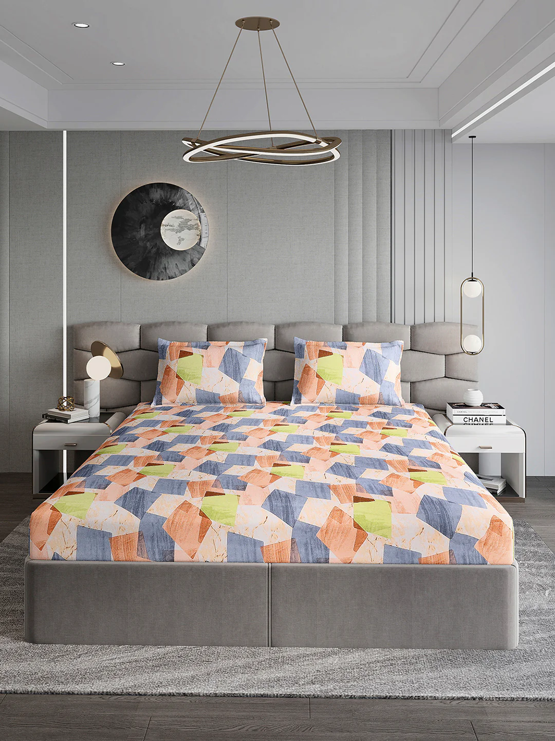 254 GSM Micro King Fitted Bed 1 Fitted Bedsheet with 2 Pillow Cover (Clare FT) - Image 2