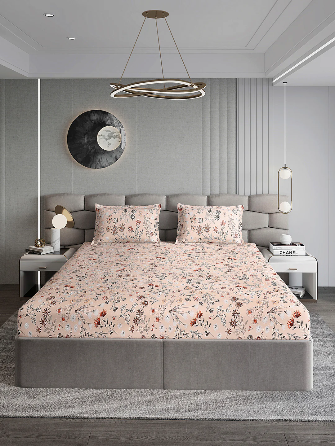254 GSM Micro King Fitted Bed 1 Fitted Bedsheet with 2 Pillow Cover (Clare FT) - Image 2
