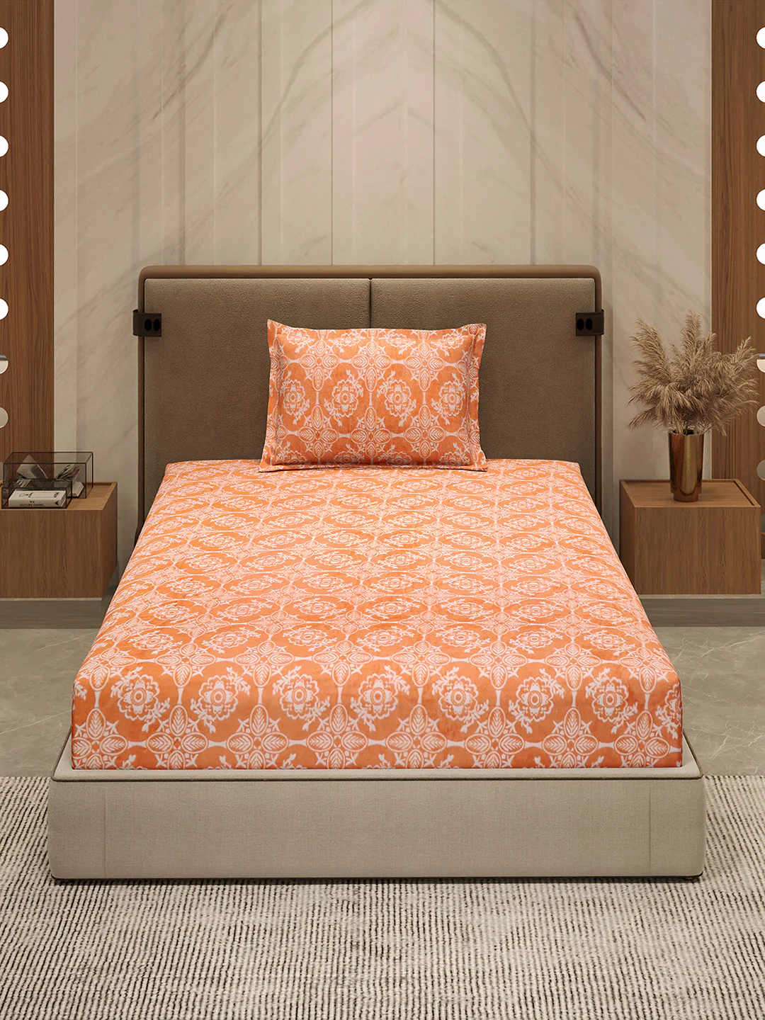 264 GSM Polyester Single Bed 1 Bedsheet with 1 Pillow Cover (Nixie Piece) - Image 2