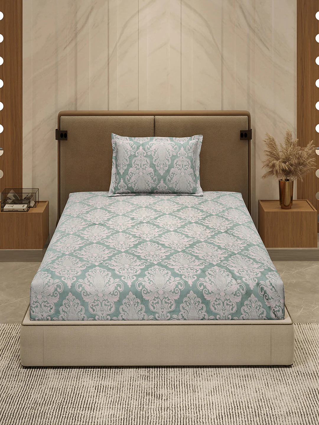 264 GSM Polyester Single Bed 1 Bedsheet with 1 Pillow Cover (Nixie Piece) - Image 2