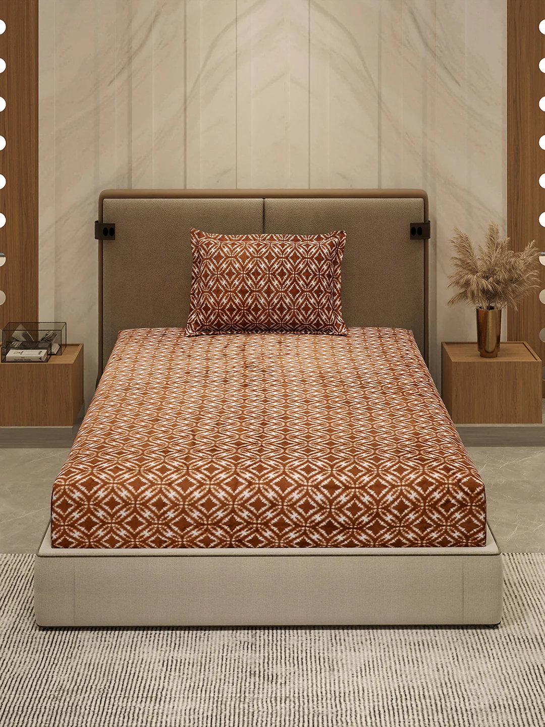 264 GSM Polyester Single Bed 1 Bedsheet with 1 Pillow Cover (Nixie Piece) - Image 2