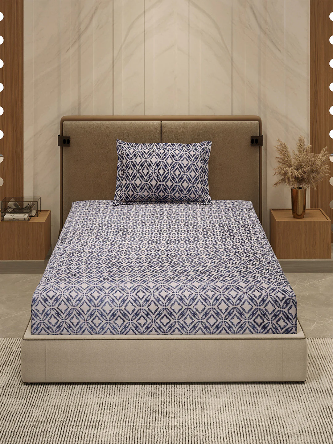 264 GSM Polyester Single Bed 1 Bedsheet with 1 Pillow Cover (Nixie Piece) - Image 2
