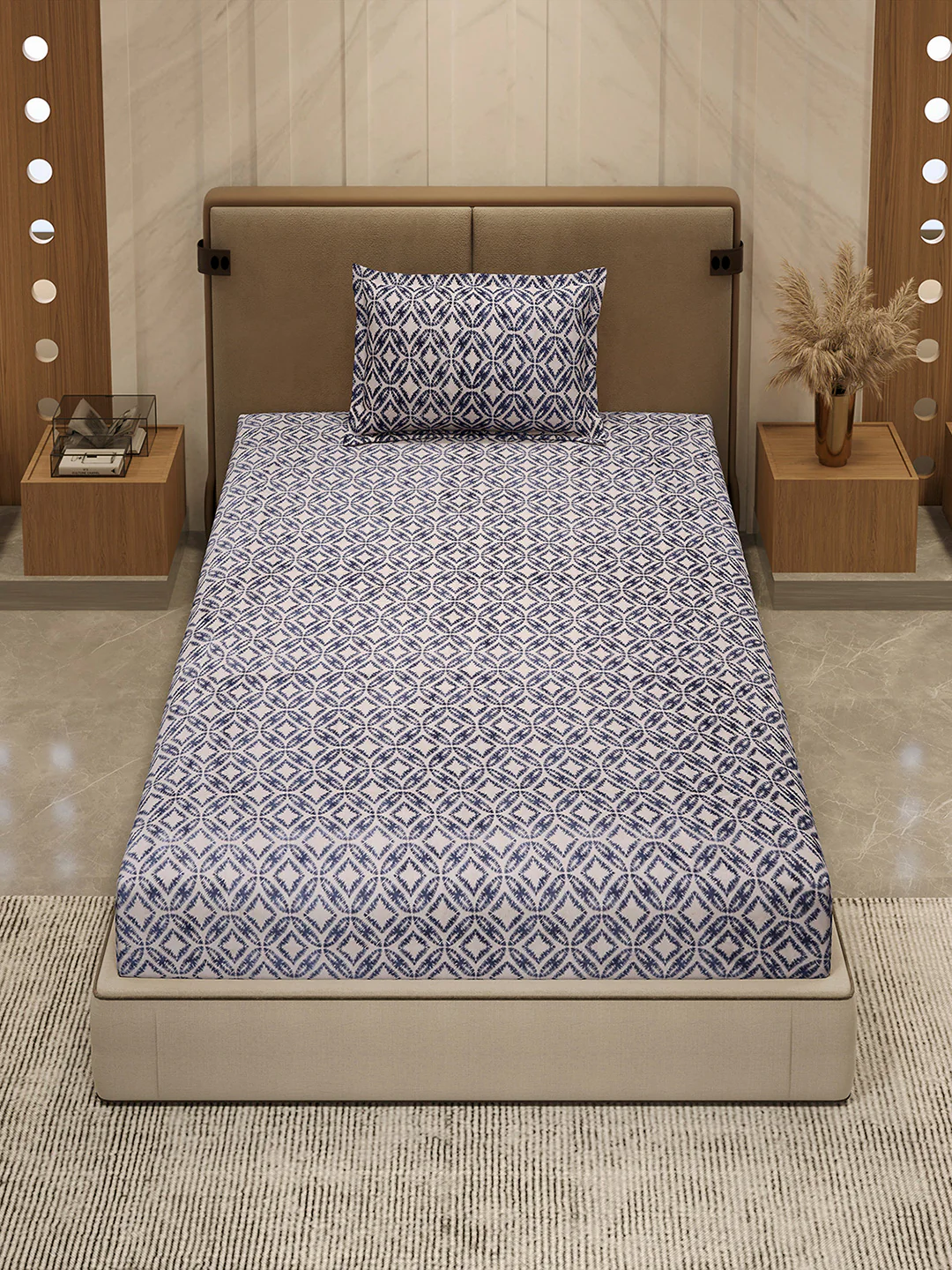 264 GSM Polyester Single Bed 1 Bedsheet with 1 Pillow Cover (Nixie Piece) - Image 3