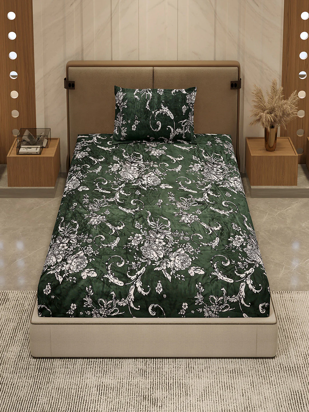 264 GSM Polyester Single Bed 1 Bedsheet with 1 Pillow Cover (Nixie Piece) - Image 3