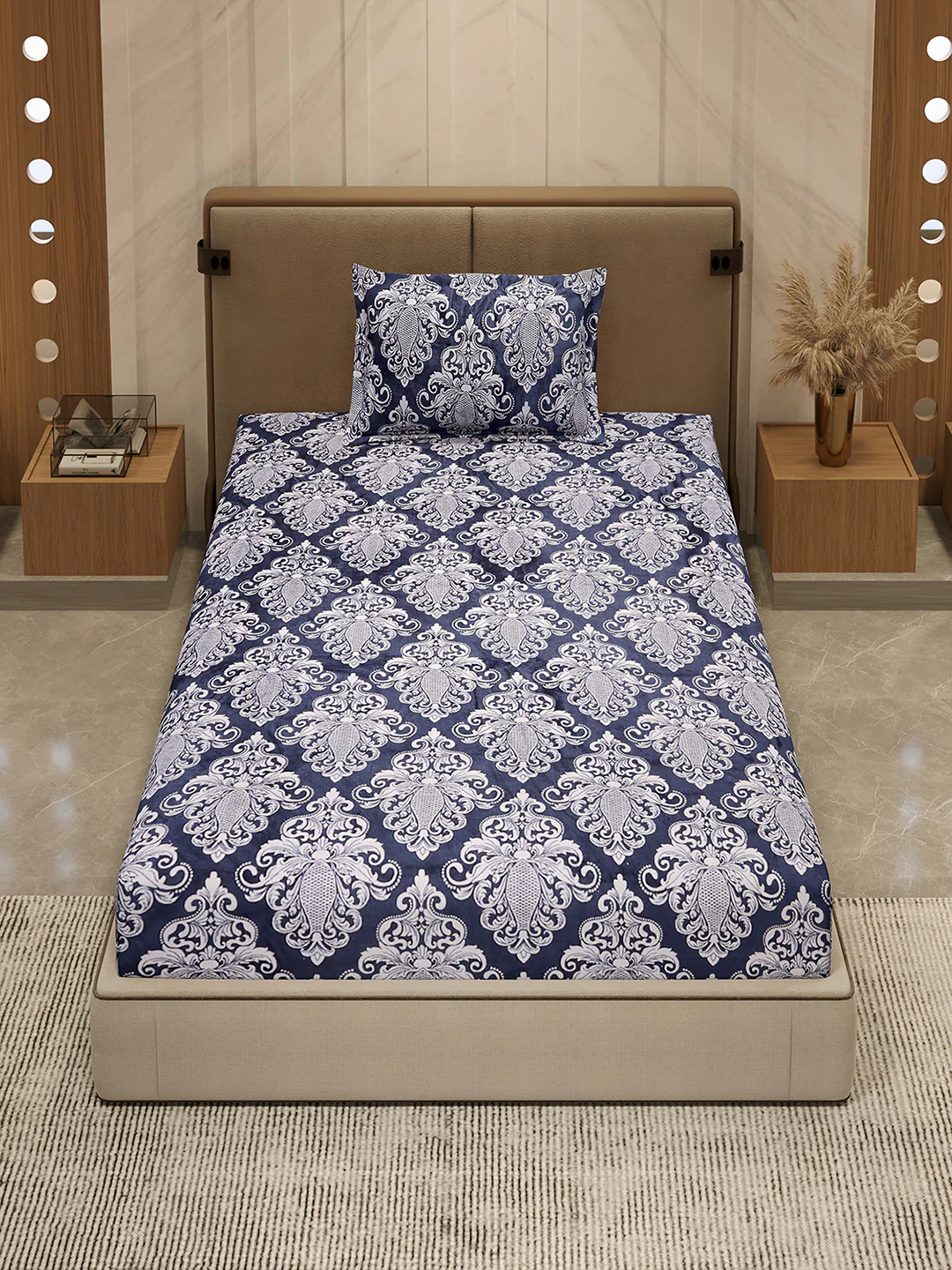 264 GSM Polyester Single Bed 1 Bedsheet with 1 Pillow Cover (Nixie Piece) - Image 3