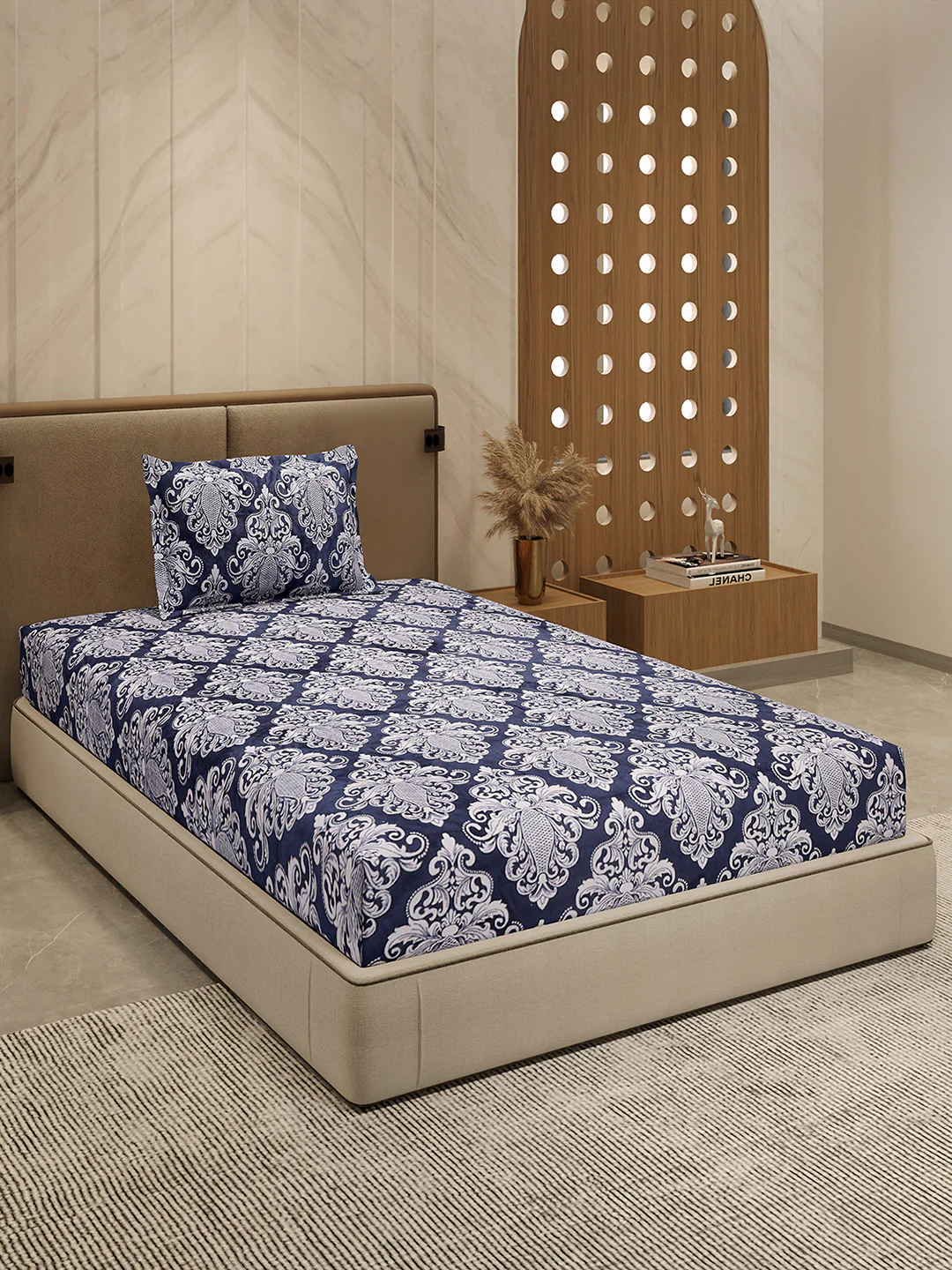 264 GSM Polyester Single Bed 1 Bedsheet with 1 Pillow Cover (Nixie Piece) - Image 4