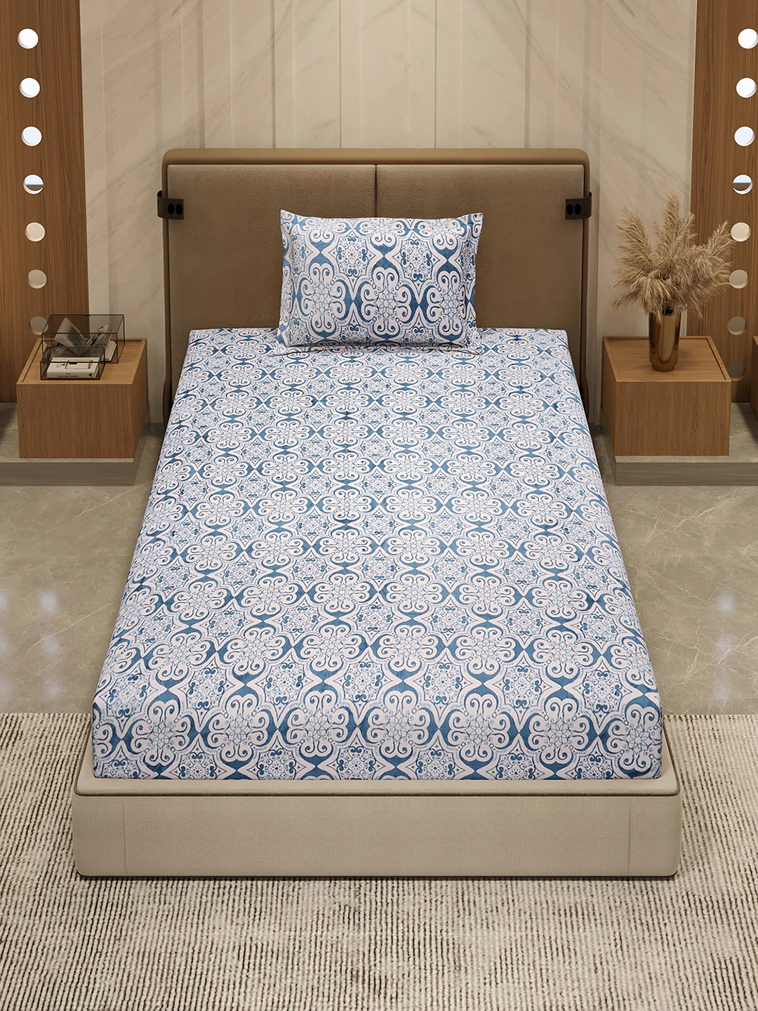 264 GSM Polyester Single Bed 1 Bedsheet with 1 Pillow Cover (Nixie Piece) - Image 3